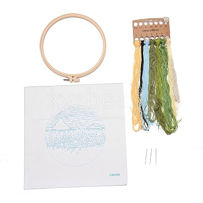DIY Flower and Mountain Embroidery Kit DIY-O021-12A-1