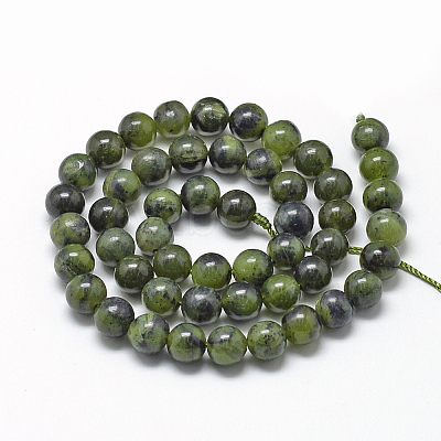 Natural Canadian Jade Beads Strands G-R446-8mm-08-1
