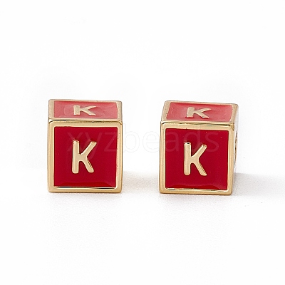 Rack Plating Brass Enamel Beads KK-B060-04G-03K-1