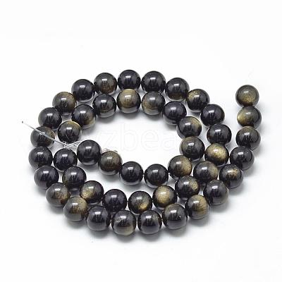 Natural Golden Sheen Obsidian Beads Strands G-R446-16mm-23-1