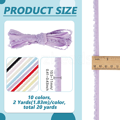 20 Yards 10 Colors Nylon Pleated Elastic Mesh Lace Ribbon OCOR-BC0009-32-1