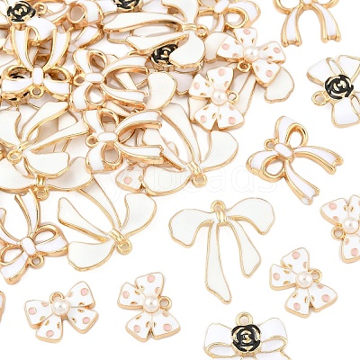 50Pcs 5 Styles Bowknot Alloy Enamel Pendants ENAM-YW0005-83-1