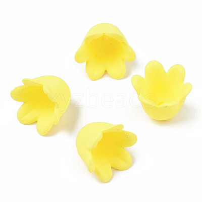 Rubberized Style Opaque Acrylic Bead Caps ACRP-T010-01E-1