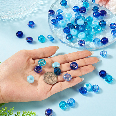 60Pcs 12 Colors Blue Color Theme Glass European Beads GPDL-TA0001-10-1