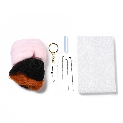Elegant Woman DIY Keychain Needle Felting Kit LS-DIY-I098-04-1