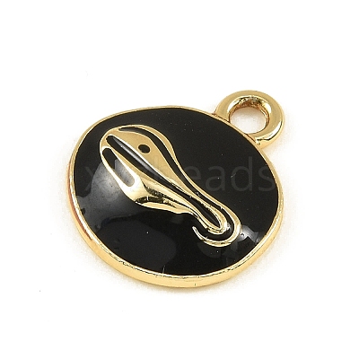 Blended Coffee Alloy Enamel Pendants ENAM-B038-01G-01-1