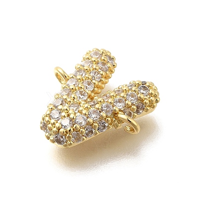 Brass Micro Pave Cubic Zirconia Letter Links KK-I717-04V-1