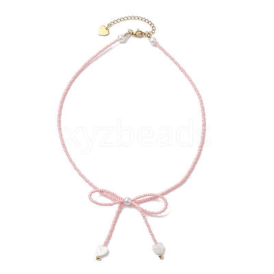 Glass Seed Pendant Necklaces for Women NJEW-MZ00031-05-1