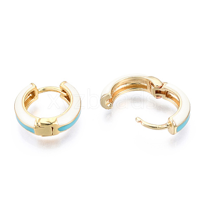 Brass Huggie Hoop Earrings EJEW-S209-07C-1