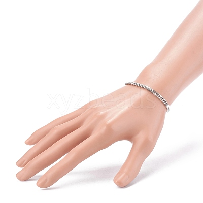 Tarnish Resistant Men's 304 Stainless Steel Diamond Cut Curb Chain Bracelets BJEW-JB06018-02-1