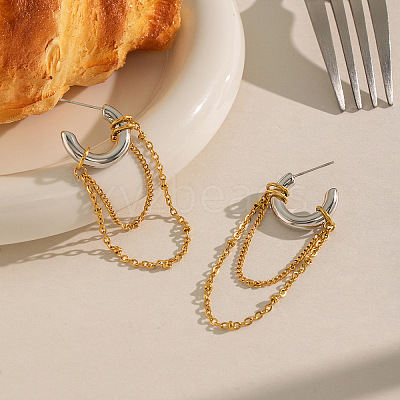 304 Stainless Steel Tassel Stud Earrings for Women BJ7288-1