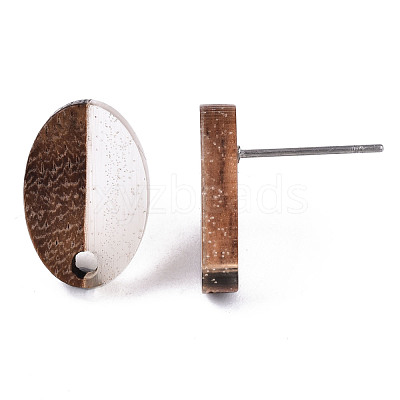 Resin & Walnut Wood Stud Earring Findings MAK-N032-004A-A01-1