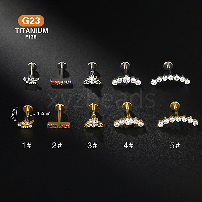 G23 Titanium Micro Pave Clear Cubic Zirconia Internally Threaded Labrets WG2497D-09-1