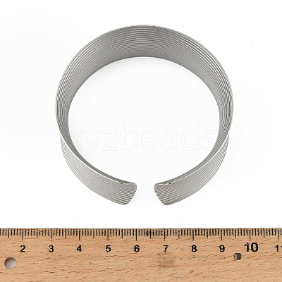 304 Stainless Steel Wide Open Cuff Bangles for Women BJEW-K230-03A-P-1