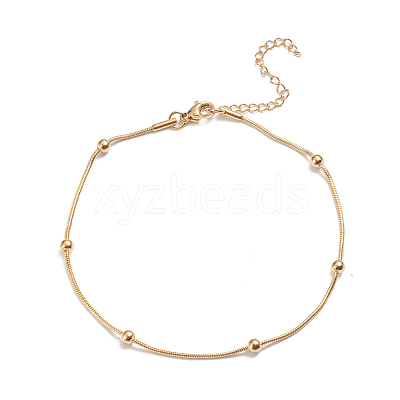Ion Plating(IP) Stainless Steel Round Snake Chain Anklets AJEW-G024-13G-1