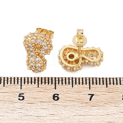 Brass Micro Pave Cubic Zirconia Stud Earrings EJEW-Z091-04G-P-1