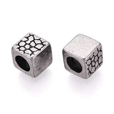 304 Stainless Steel Textured European Style Large Hole Beads STAS-T072-110AS-1