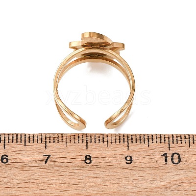 304 Stainless Steel with Enamel Cuff Rings for Women LS-RJEW-Z116-01G-05-1