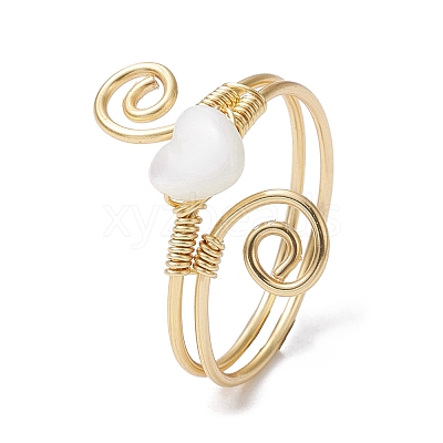 Natural Shell Cuff Ring RJEW-JR00645-02-1