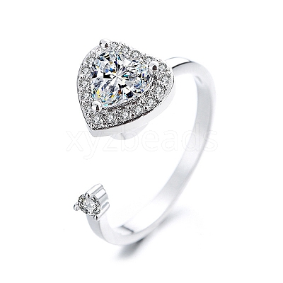 Cubic Zirconia Rotating Open Cuff Ring MATO-PW0001-061P-01-1