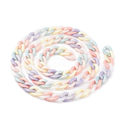 Spray Painted Acrylic Curb Chains AJEW-JB01086-1