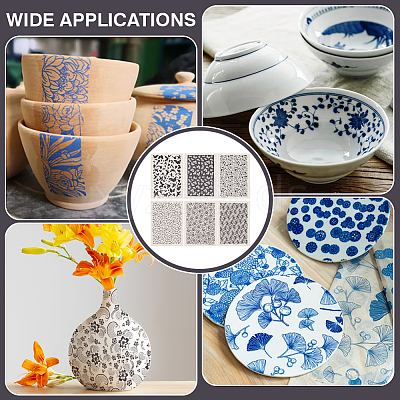 6Pcs 6 Styles Paper Ceramic Decals DIY-BC0015-05-1
