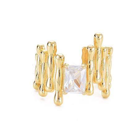 Brass Micro Pave Cubic Zirconia Cuff Rings RJEW-S045-144-1