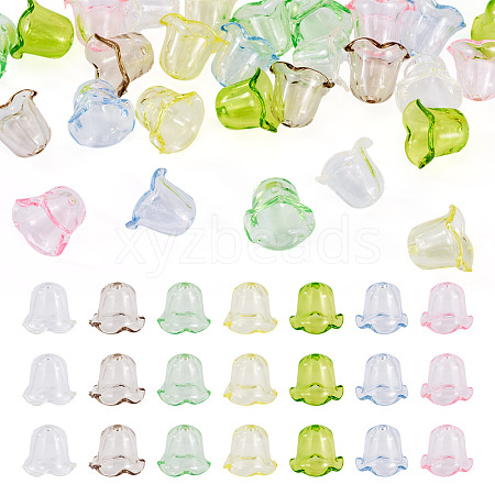 28Pcs 7 Colors Acrylic Bead Caps for Wind Chimes Making TACR-TA0001-70-1