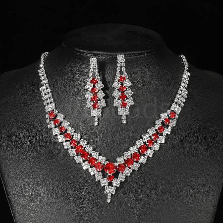 Alloy Rhinestone Necklaces & Stud Earring Sets for Women SJEW-U001-01P-01-1