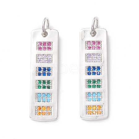 Brass Micro Pave Colorful Cubic Zirconia Pendants KK-B048-01P-1