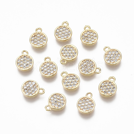 Brass Micro Pave Clear Cubic Zirconia Charms X-KK-R134-015-NF-1