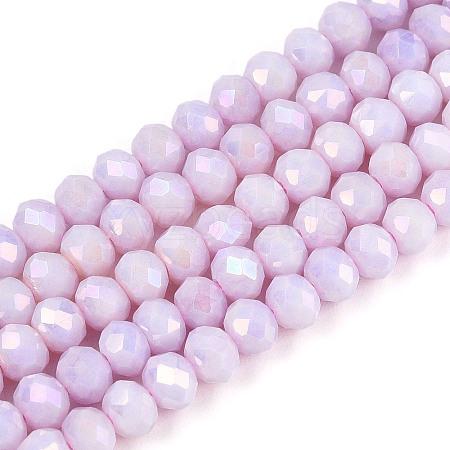 Anti-Tarnish Electroplate Rondelle Glass Beads Strands EGLA-T021-4mm-17-02-1