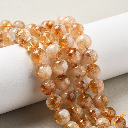 Heated Natural Citrine Beads Strands G-A262-A01-10mm-1