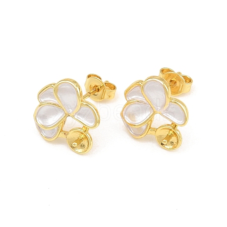 Brass Enamel Stud Earring Findings KK-CBA58F9-01G-03-1