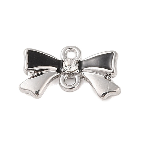 Rack Plating Alloy Black Enamel Bowknot Connector Charms FIND-B037-08P-01-1