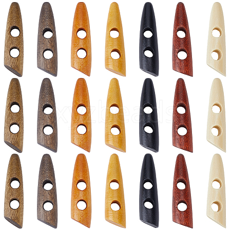 56Pcs 7 Colors 2-Hole Wood Buttons BUTT-GF0004-26-1