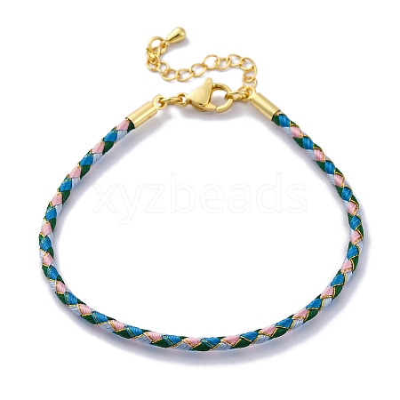 Polyester Cord Braided Bracelet Makings MAK-Z003-01G-24-1