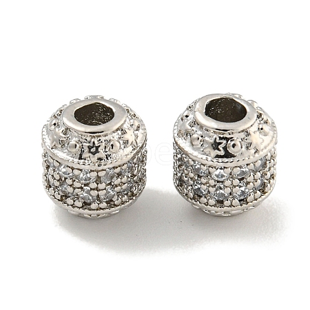 Rack Plating Brass Micro Pave Clear Cubic Zirconia Beads KK-L215-3009P-1