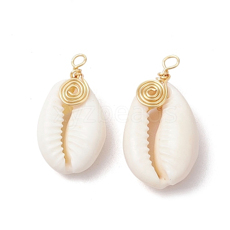 Natural Cowrie Shell Pendants PALLOY-JF03316-04-1