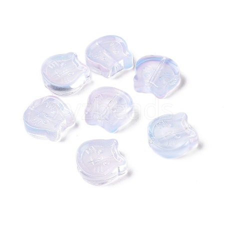 Transparent Spray Painted Glass Beads GLAA-I050-13J-1