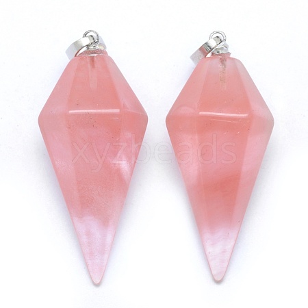 Watermelon Stone Glass Pointed Pendants KK-E757-F-20P-1