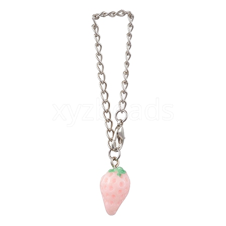 Strawberry Opaque Resin Pendants Decorations HJEW-JM01864-02-1