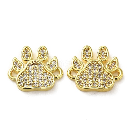 Rack Plating Brass Micro Pave Clear Cubic Zirconia Connector Charms KK-O017-05G-1