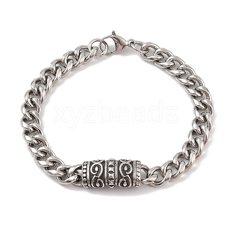 Ion Plating(IP) 304 Stainless Steel Rectangle Link Chain Bracelets for Men BJEW-B096-45AS-1