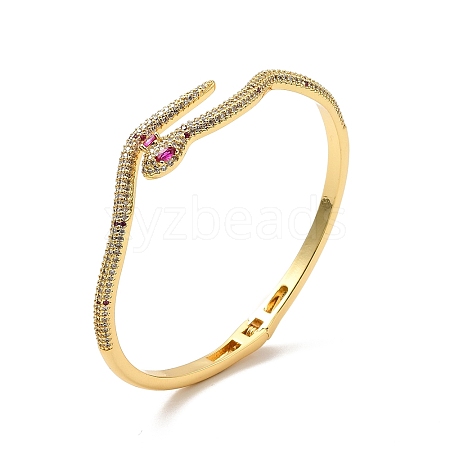 Cubic Zirconia Snake Open Cuff Bangle BJEW-P281-09G-02-1