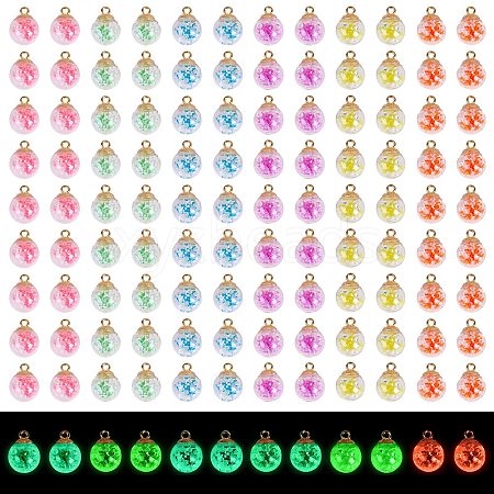 120Pcs 6 Color Luminous Glass Bottle Pendant JX866A-1