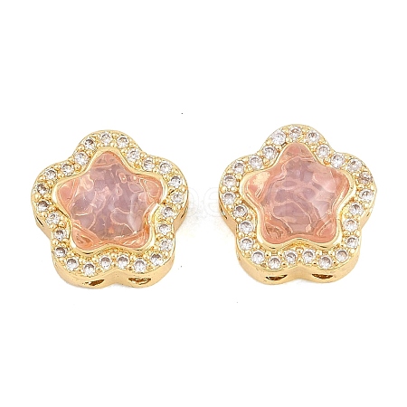 Brass Clear Cubic Zirconia Beads KK-B186-01G-04-1