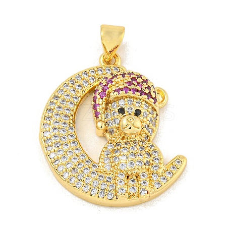 Rack Plating Brass Micro Pave Cubic Zirconia Pendants KK-K341-70G-1