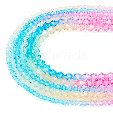 12 Strands 3 Styles Gradient Color Baking Paint Glass Bead Strands DGLA-TA0001-21E-1