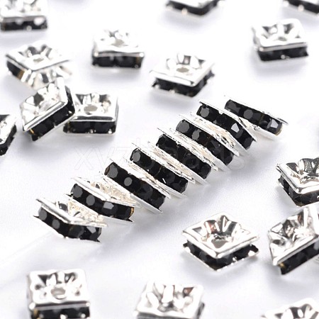 Brass Rhinestone Spacer Beads X-RSB072-04S-1